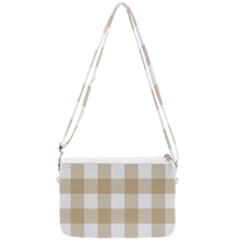 Clean Brown And White Plaids Double Gusset Crossbody Bag