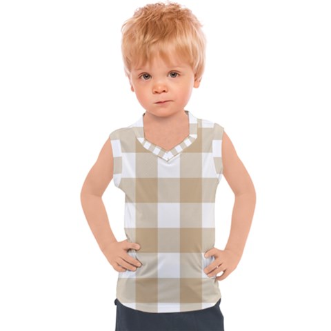 Clean Brown And White Plaids Kids  Sport Tank Top by ConteMonfrey