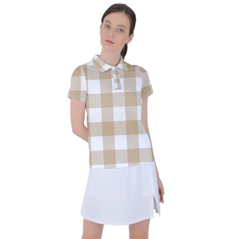 Clean Brown And White Plaids Women s Polo Tee by ConteMonfrey