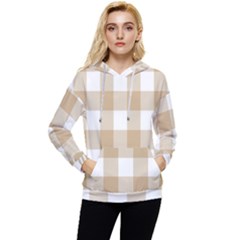 Clean Brown And White Plaids Women s Lightweight Drawstring Hoodie by ConteMonfrey