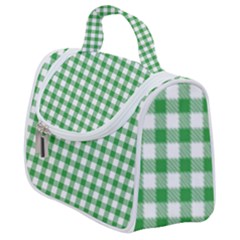 Straight Green White Small Plaids Satchel Handbag by ConteMonfrey