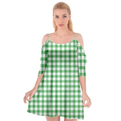 Straight Green White Small Plaids Cutout Spaghetti Strap Chiffon Dress by ConteMonfrey