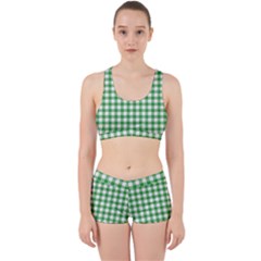 Straight Green White Small Plaids Work It Out Gym Set by ConteMonfrey