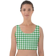 Straight Green White Small Plaids Velvet Crop Top by ConteMonfrey