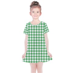 Straight Green White Small Plaids Kids  Simple Cotton Dress by ConteMonfrey