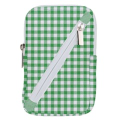 Straight Green White Small Plaids Belt Pouch Bag (large) by ConteMonfrey