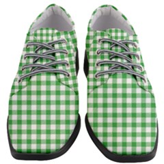 Straight Green White Small Plaids Women Heeled Oxford Shoes by ConteMonfrey