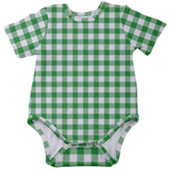 Straight Green White Small Plaids Baby Short Sleeve Onesie Bodysuit by ConteMonfrey