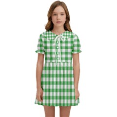 Straight Green White Small Plaids Kids  Sweet Collar Dress by ConteMonfrey