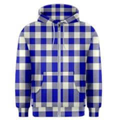 Blue Plaids Bic Big Plaids Men s Zipper Hoodie by ConteMonfrey