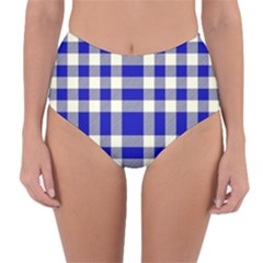 Blue Plaids Bic Big Plaids Reversible High-waist Bikini Bottoms by ConteMonfrey