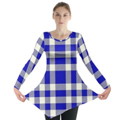 Blue Plaids Bic Big Plaids Long Sleeve Tunic  by ConteMonfrey