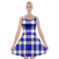 Blue Plaids Bic Big Plaids Velvet Skater Dress by ConteMonfrey