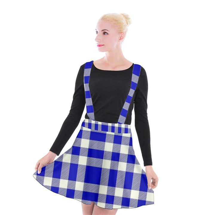 Blue Plaids bic big plaids Suspender Skater Skirt