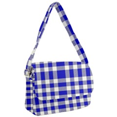 Blue Plaids Bic Big Plaids Courier Bag by ConteMonfrey