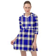 Blue Plaids Bic Big Plaids Mini Skater Shirt Dress by ConteMonfrey