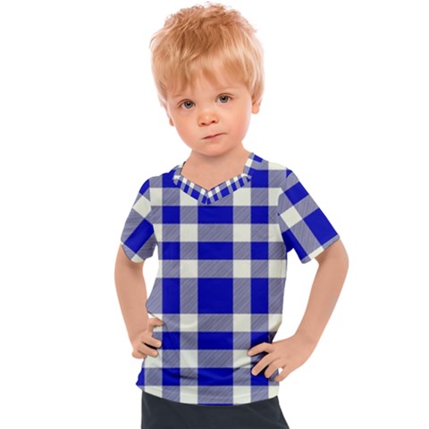 Blue Plaids Bic Big Plaids Kids  Sports Tee by ConteMonfrey