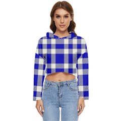 Blue Plaids Bic Big Plaids Women s Lightweight Cropped Hoodie by ConteMonfrey