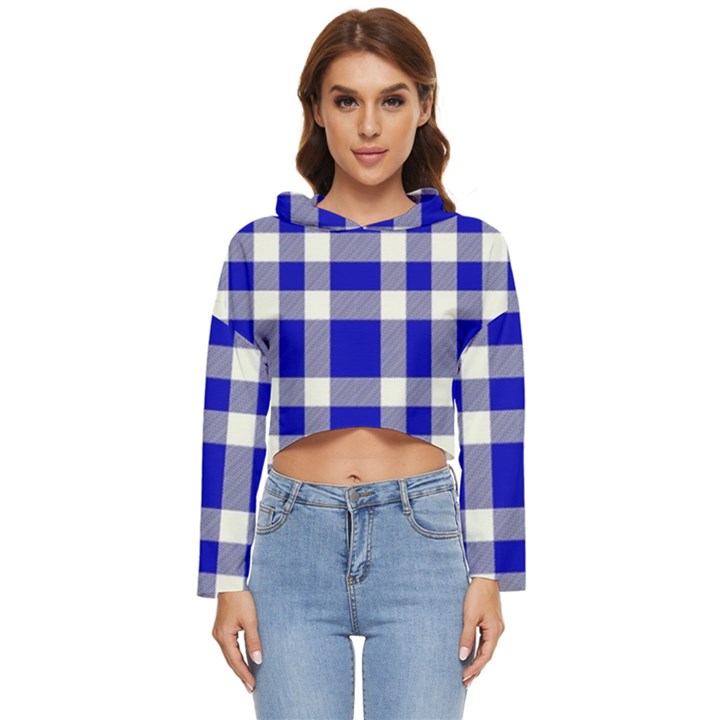 Blue Plaids bic big plaids Women s Lightweight Cropped Hoodie