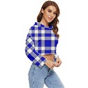 Blue Plaids bic big plaids Women s Lightweight Cropped Hoodie View3