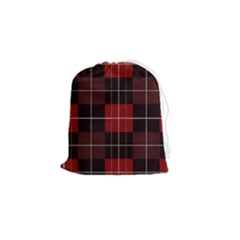 Modern Red Plaids Drawstring Pouch (small) by ConteMonfrey