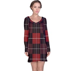 Modern Red Plaids Long Sleeve Nightdress by ConteMonfrey