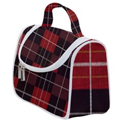 Modern Red Plaids Satchel Handbag by ConteMonfrey