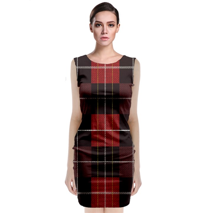 Modern Red Plaids Sleeveless Velvet Midi Dress