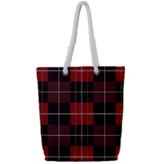 Modern Red Plaids Full Print Rope Handle Tote (small) by ConteMonfrey