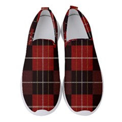 Modern Red Plaids Women s Slip On Sneakers by ConteMonfrey