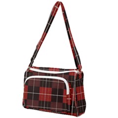 Modern Red Plaids Front Pocket Crossbody Bag by ConteMonfrey