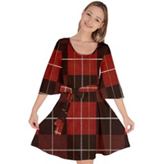 Modern Red Plaids Velour Kimono Dress by ConteMonfrey