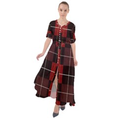 Modern Red Plaids Waist Tie Boho Maxi Dress by ConteMonfrey