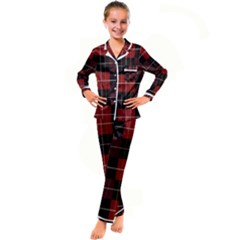 Modern Red Plaids Kid s Satin Long Sleeve Pajamas Set by ConteMonfrey