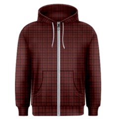 Dark Red Small Plaids Lines Men s Zipper Hoodie by ConteMonfrey