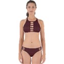 Dark Red Small Plaids Lines Perfectly Cut Out Bikini Set View1