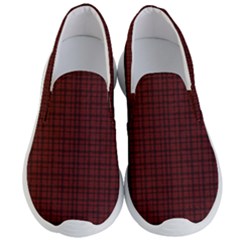 Dark Red Small Plaids Lines Men s Lightweight Slip Ons by ConteMonfrey