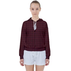 Dark Red Small Plaids Lines Women s Tie Up Sweat by ConteMonfrey