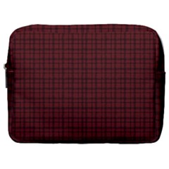 Dark Red Small Plaids Lines Make Up Pouch (large) by ConteMonfrey