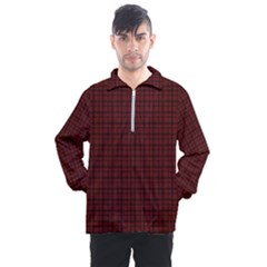 Dark Red Small Plaids Lines Men s Half Zip Pullover by ConteMonfrey