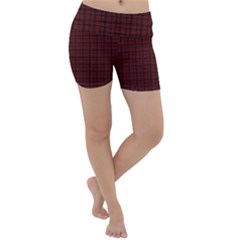 Dark Red Small Plaids Lines Lightweight Velour Yoga Shorts by ConteMonfrey