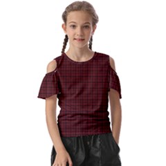 Dark Red Small Plaids Lines Kids  Butterfly Cutout Tee by ConteMonfrey