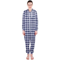 Small Blue And White Plaids Hooded Jumpsuit (ladies) by ConteMonfrey