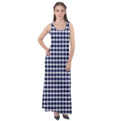 Small Blue And White Plaids Sleeveless Velour Maxi Dress by ConteMonfrey