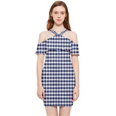 Small Blue And White Plaids Shoulder Frill Bodycon Summer Dress by ConteMonfrey