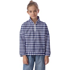 Small Blue And White Plaids Kids  Half Zip Hoodie by ConteMonfrey