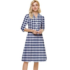 Small Blue And White Plaids Classy Knee Length Dress by ConteMonfrey