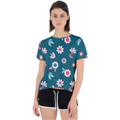 Cute Flowers Flower Seamless Model Spring Open Back Sport Tee