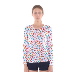 Hearts Heart Love Background Pattern Wallpaper Women s Long Sleeve Tee