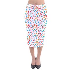 Hearts Heart Love Background Pattern Wallpaper Velvet Midi Pencil Skirt by Wegoenart